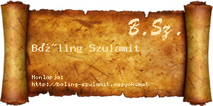 Báling Szulamit névjegykártya